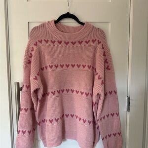 Pink Heart Pattern Sweater